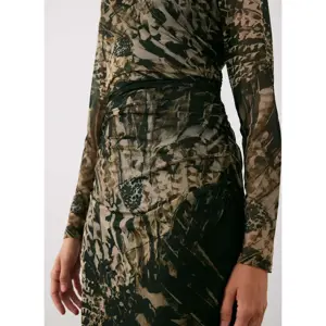 Mint Velvet Black Abstract Print Mesh Midi Dress